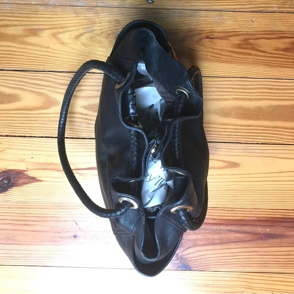 Cole Haan Black Leather Hobo Slouch Shoulder Bag, EUC, 18”